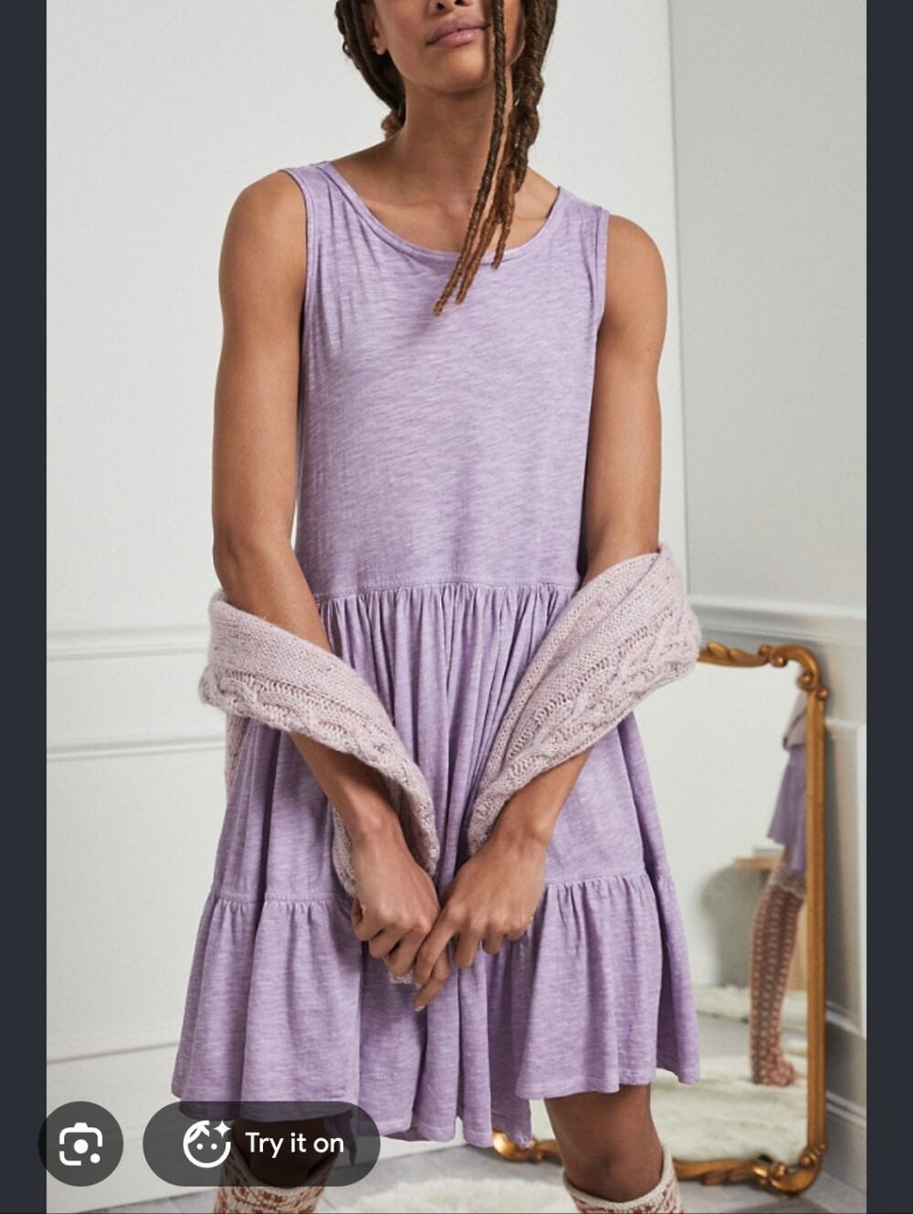 Anthropologie Lavender Sleeveless Tiered Mini Dress